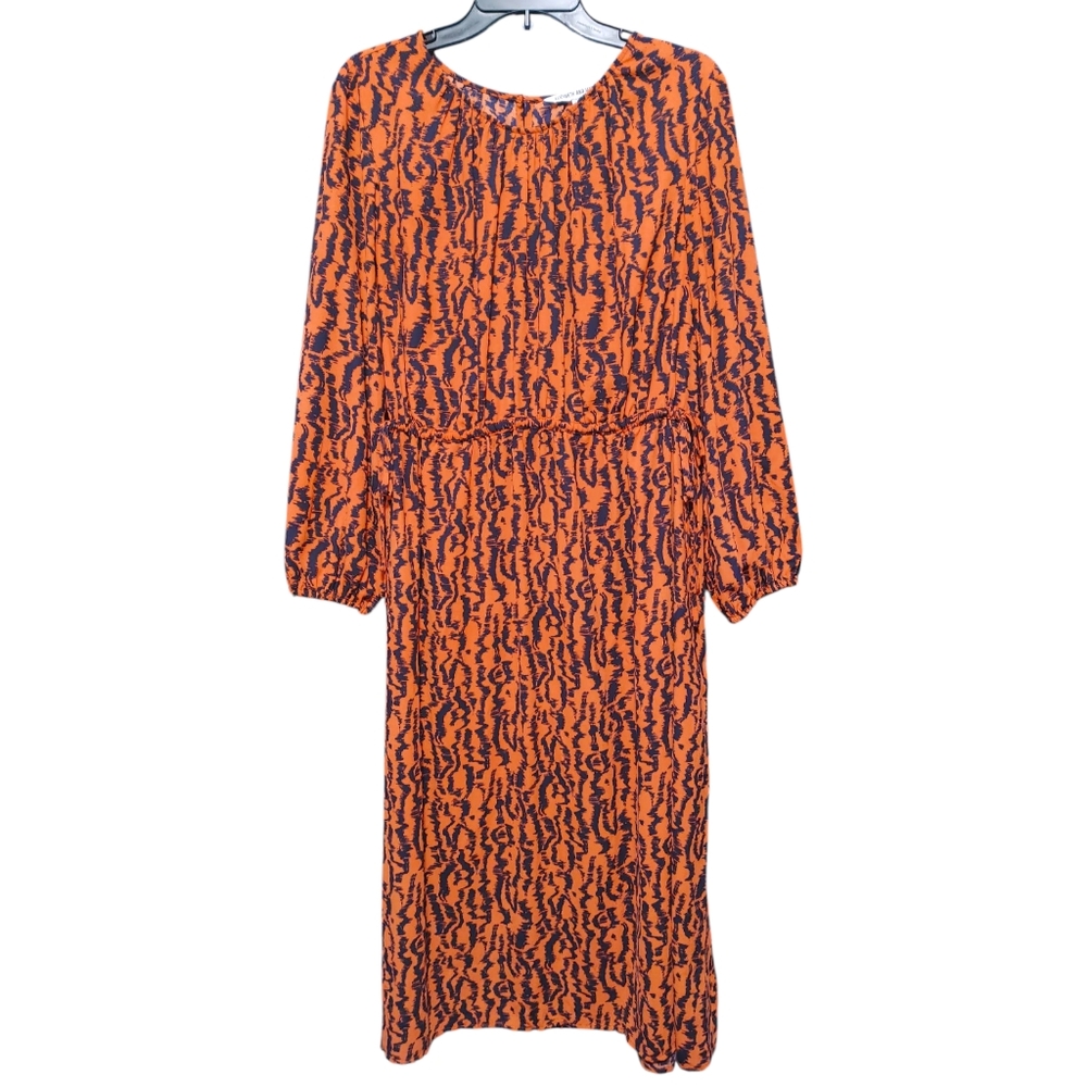 Elizabeth and James Vibrant Orange Purple Graphic Striped Dress Women's Size XXL - Picture 2 of 11